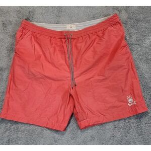 Psycho Bunny Swim Trunks Mens 2XL Red Embroidered Logo Bunny Mesh Lined Shorts
